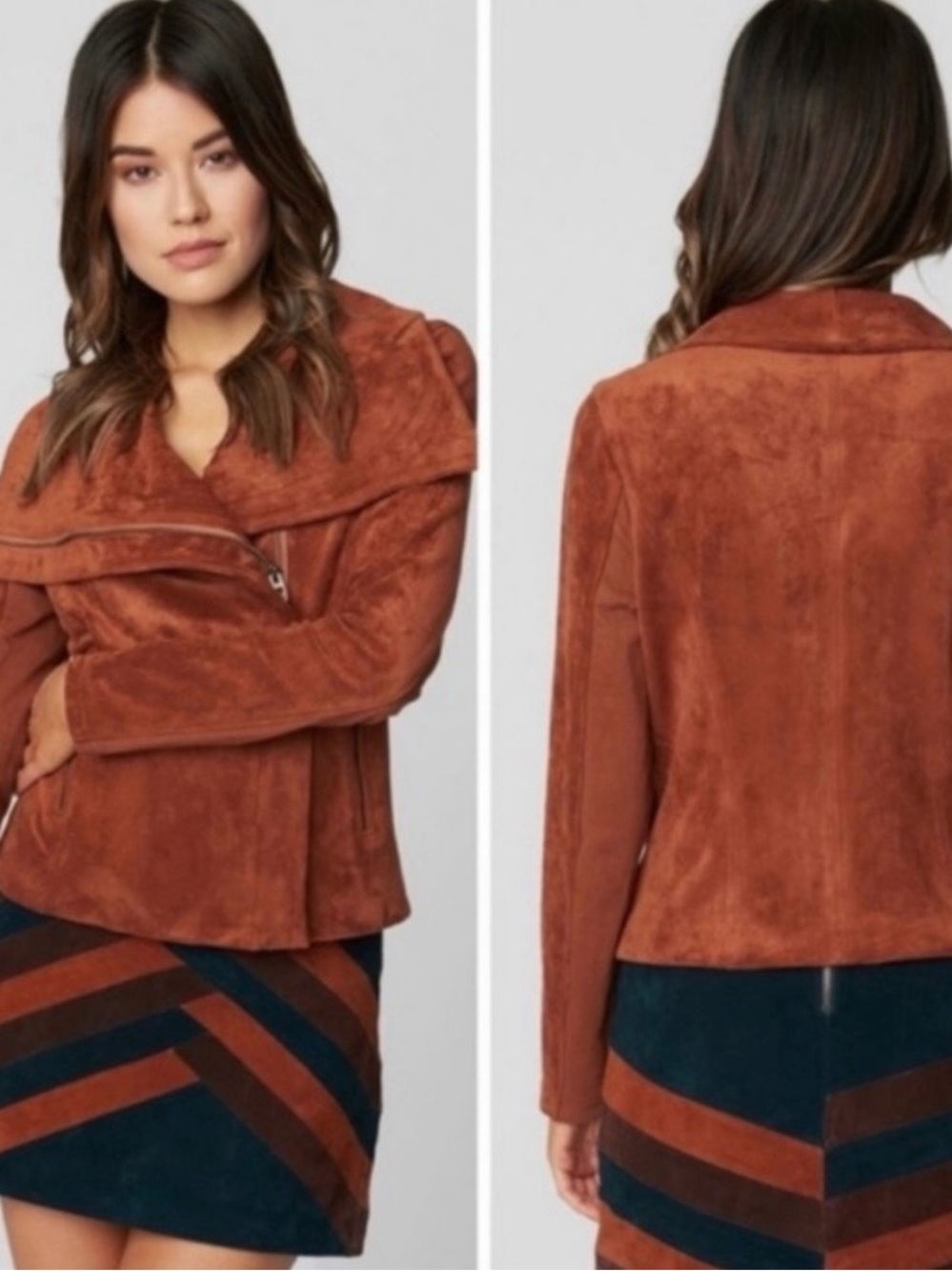 SL8 Women's Rust Faux Suede Moto Jacket